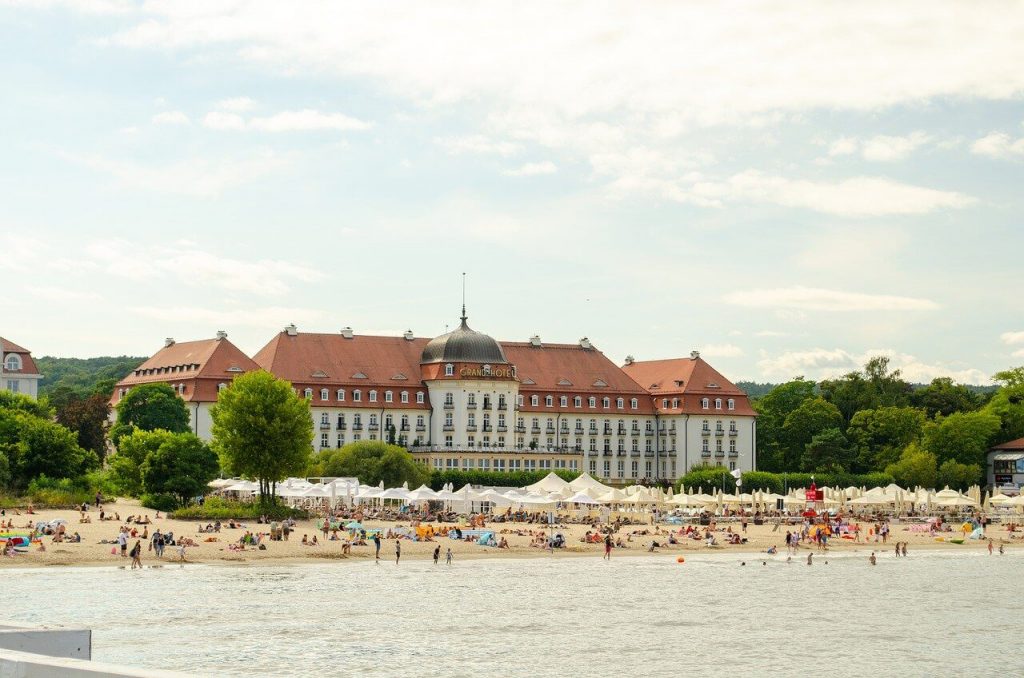 Beach in sopot at the polish baltic sea coastline