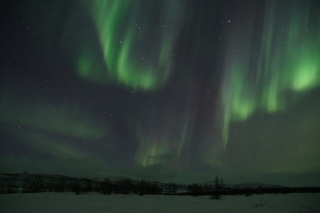 Northern Lights (also known as Aurora Borealis) in Lapland, Sweden